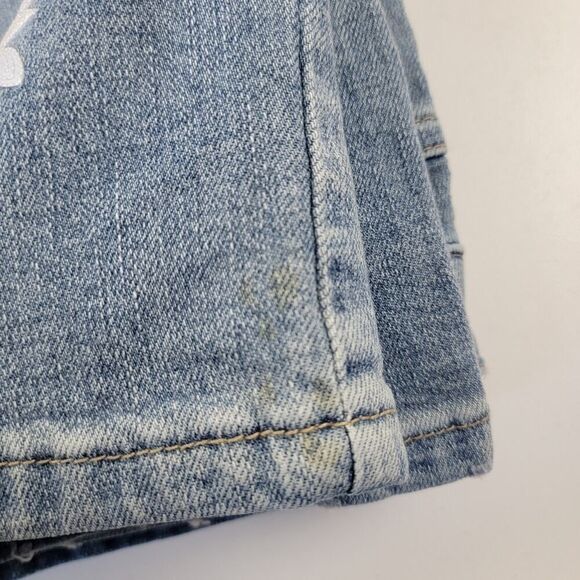 Free People High Rise Wide Leg Blue Denim Floral Jeans Sz 27 Embroidered Boho - Picture 11 of 11